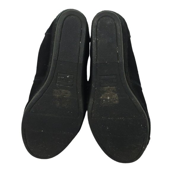 Toms Desert Wedge Ankle Boots US 7 EU 37.5 Booties Black Suede Leather Lace Up - Picture 7 of 11